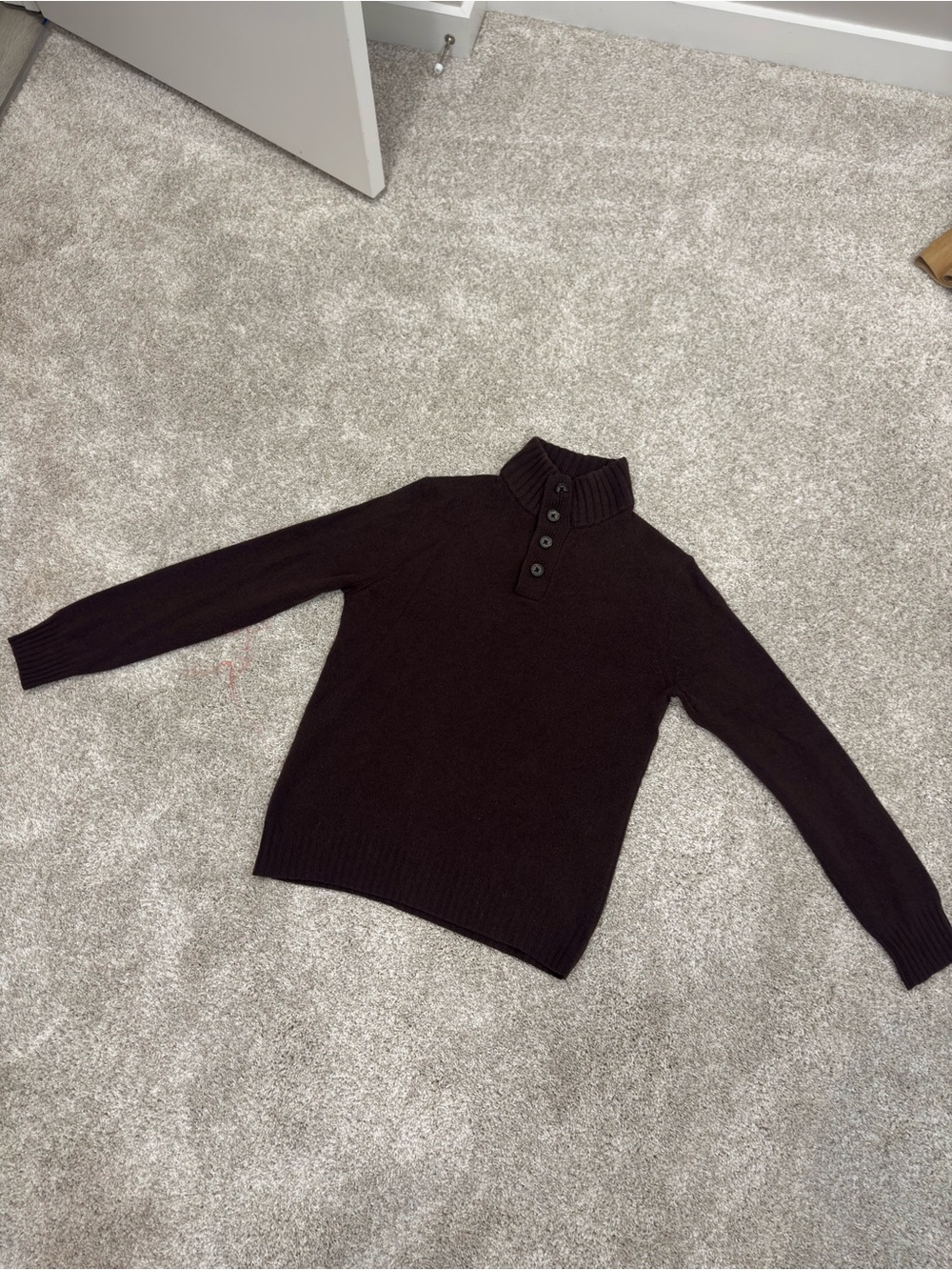 00s Express Men's / Unisex Chocolate Brown Wool Turtleneck Button Sweater